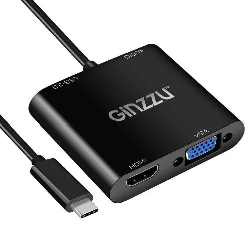 Переходник Type-C - VGA+HDMI+USB3.0+Audio с шнуром(25см) GC-877HVC