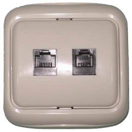 Розетка RJ11+RJ45 (накладная + компьютерная) большая REXANT 03-0311