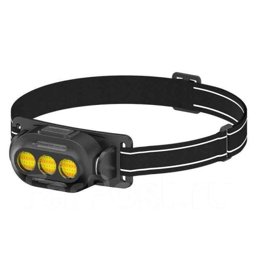 Фонарь акк налоб 1 светод.YD02, сверхяркий 3COB+2LED 3 реж.,USB-Tyрe-С