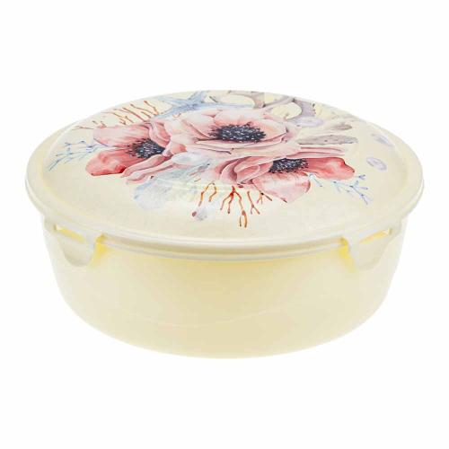 Емкость для продуктов круглая с защелками 1,2л (маки) М1238М