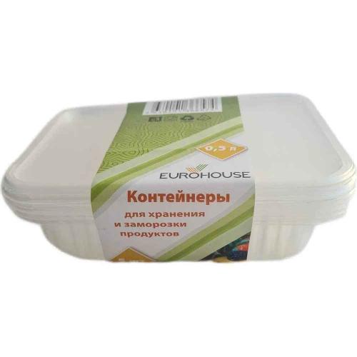 Контейнеры для хранения и заморозки продуктов 0,5л, 5шт EUROHOUSE