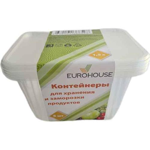 Контейнеры для хранения и заморозки продуктов 1,5л, 5шт EUROHOUSE