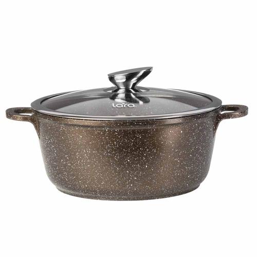 Кастрюля LARA Rio CHOCO LR02-203 22х10см 3,1л капс инд дно,мрамор,крышка