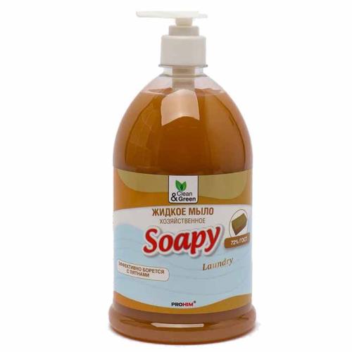 Мыло жидкое Soapy хозяйственное с дозатором 1л Clean&Green 8097