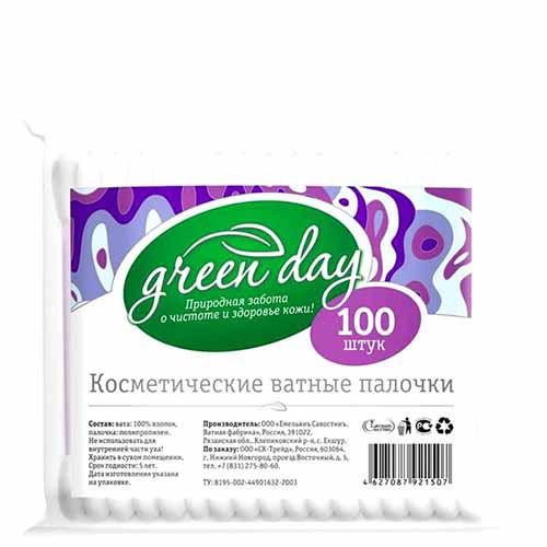 Ватные палочки Green Day 100шт пакет