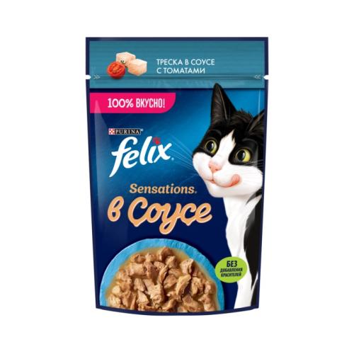 влажн.корм для кошек FELIX Sensations Соус Треска/томат 75г 12512751
