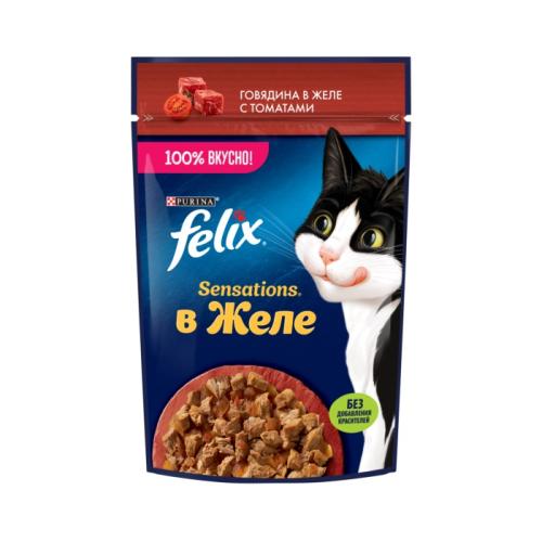 влажн.корм для кошек FELIX Sensations Желе Говядина/томат 75г 12512745