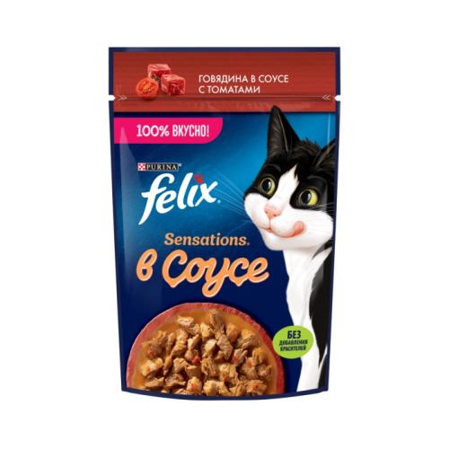 влажн.корм для кошек FELIX Sensations Соус Говядина/томат 75г 12512760