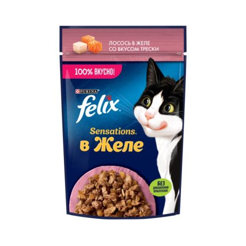влажн.корм для кошек FELIX Sensations Желе Лосось/треска 75г 12512727
