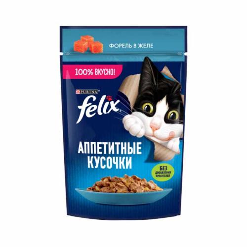 влажн.корм для кошек FELIX Аппетитные кусочки Форель 75г 12512757