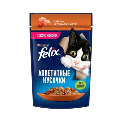 влажн.корм для кошек FELIX Аппетитные кусочки Курица/Томат 75г 12512737