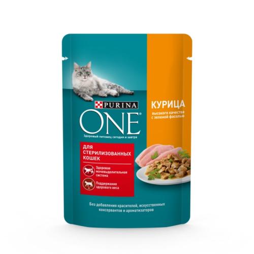 влажн.корм для стерил.кошек Purina ONE Курица/фасоль 75г 12421809