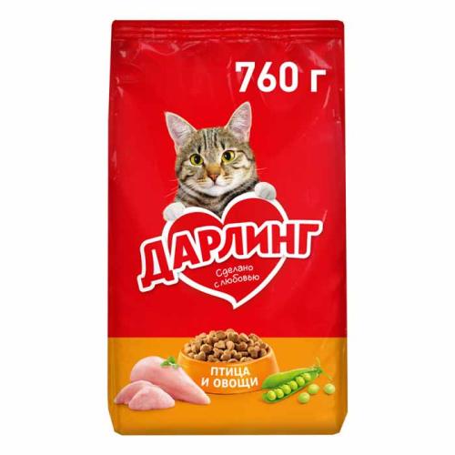 сухой корм для кошек Дарлинг Птица/овощи 760г 12558966
