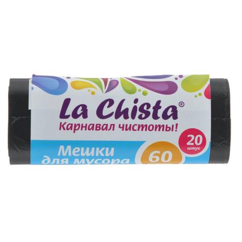 мешки для мусора LA CHISTA  60л прочные черные 20шт/рул.