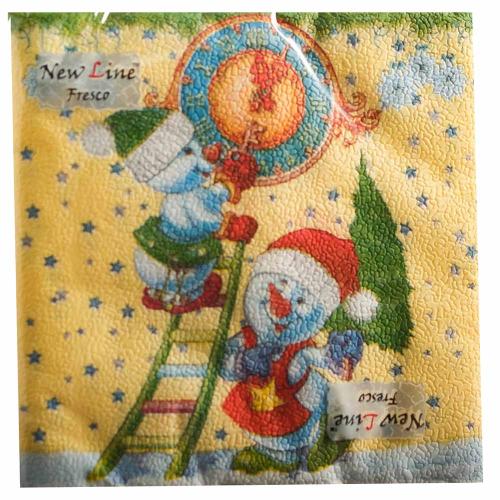 Салфетки бумажные 2-сл. 33*33см New Line Fresco "Снеговички-часовички" 20шт