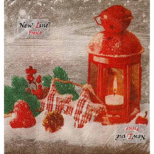 Салфетки бумажные 2-сл. 33*33см New Line Fresco "Новогодний фонарь" 20шт