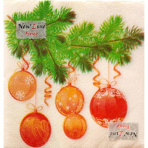 Салфетки бумажные 2-сл. 33*33см New Line Fresco "Новогодний кант" 20шт