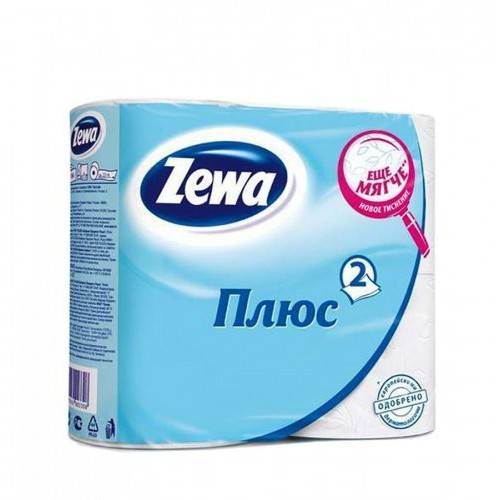туалетная бумага ZEWA PLUS 2-х слойная Белая (4шт)