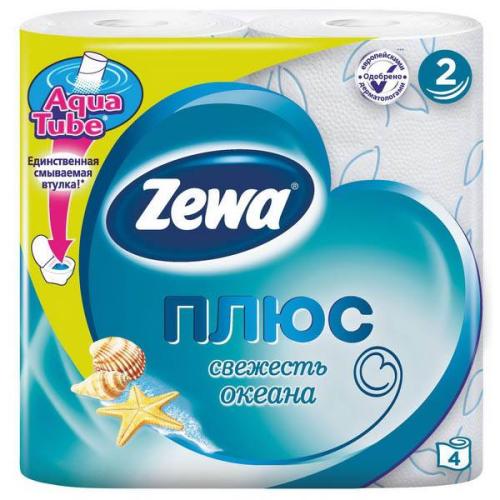 туалетная бумага ZEWA PLUS 2-х слойная Свежесть Океана Голубая (4шт)