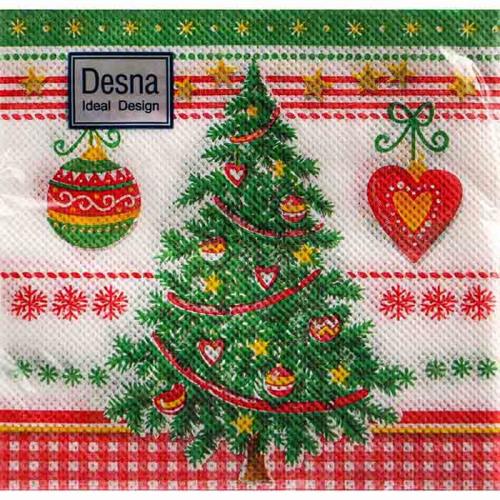 Салфетки бумажные 1-сл. 24*24см Desna Desing "Новогодняя ель" 40шт