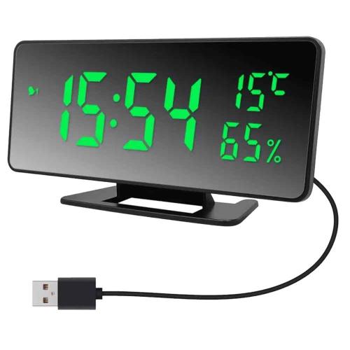 часы-буд JMT(VST)-888Y-4 температура влажность сет.,цифр.,зеленые цифры