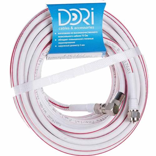 Кабель антенный SAT 50 10м Dori (F-разъемы+ТВ-переходник угл.)