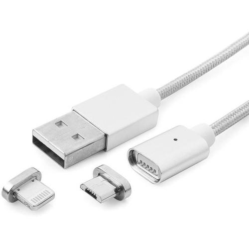 Шнур USB/iPhone 5+microUSB  MAGNETIC магнитный 1м