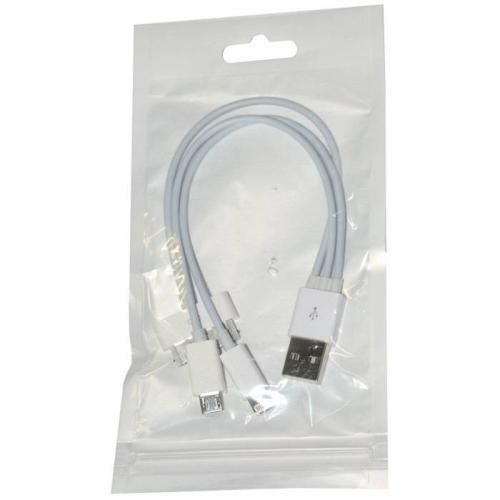Шнур USB/iPhone 4,5 светящийся microUSB тройник (A16,H3B)