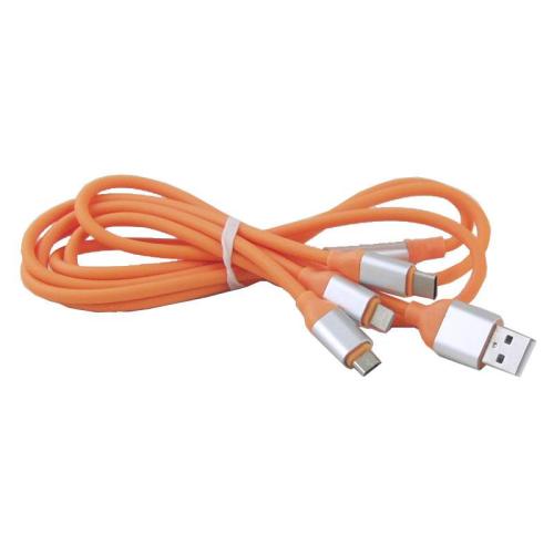 Шнур USB/iPhone 5, SAMSUNG, HUAWEI  3в1 Q7-1+3 резин.(плетеный)