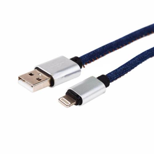 Шнур USB/iPhone 5/6/7 в джинс. оплетке (18-4248-9)
