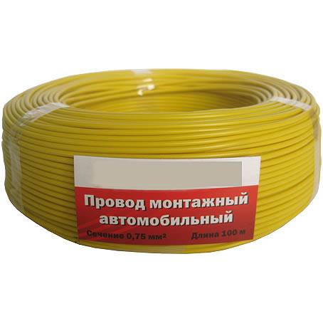 каб монтажный ПГВА авто 0,75 мм желтый 15-008