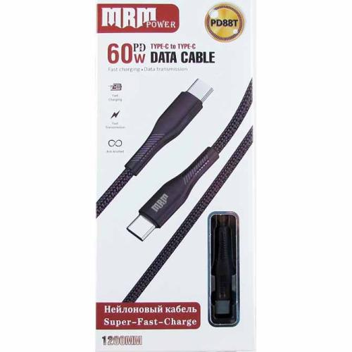 Шнур Type-C- Type-C PD-88T 6А 60W 1,2м нейлоновый