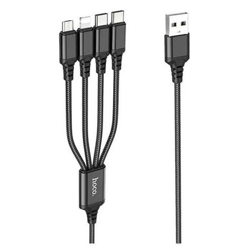 Шнур USB 4в1 HOCO X76 1м Lightning*2/micro USB/Type-C