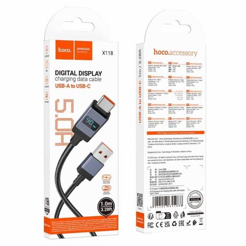 Шнур Type-C HOCO X118LED 5А 1м