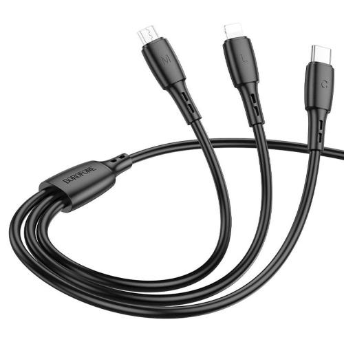 Шнур USB 3в1 BOROFONE BX71 1м 2.0 Lightning/micro USB/Type-C