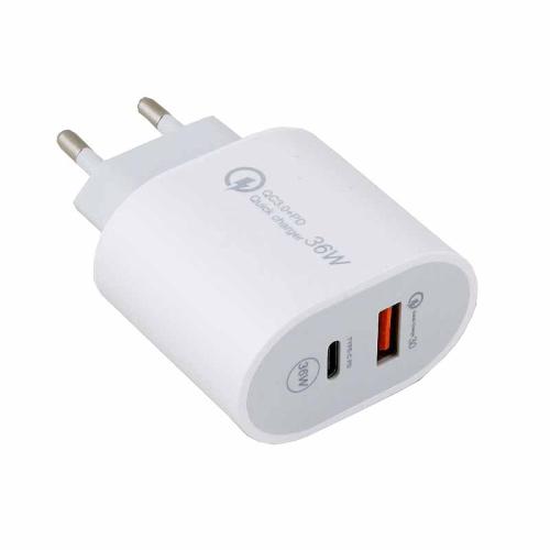 СЗУ 1USB+1PD (б/шн) 3A/9V 2,4A/12V 1,5A AR-1036-36W быстр.зарядка