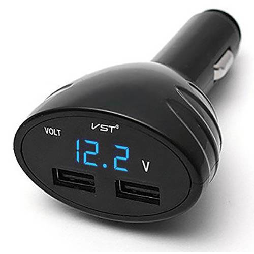 АЗУ 2USB (б/шн) 12/24V 2,1А с вольтметром VST-708V