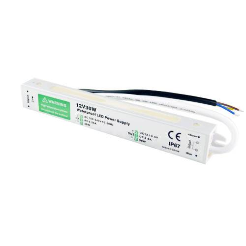 Блок питания 12V, 2,5A 30W IP67, DC, 30W влагозащ для светод. лент 12030(LED источник пит)