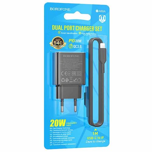 СЗУ 1USB (Type-C-Type-C) BOROFONE BA88A PD20W
