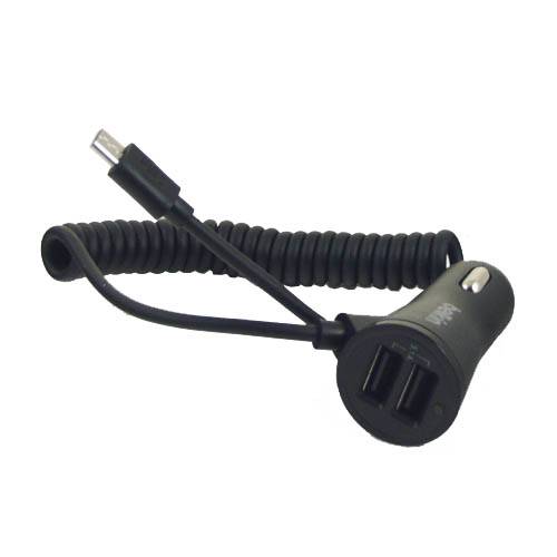 Зарядное устройство для Samsung авто прикур.+microUSB+USB витой 2,1A Belkin