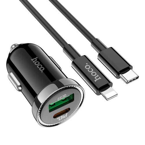 з/уст (с/шн) авто HOCO Z44 3A Type-C+гнездо 1USB
