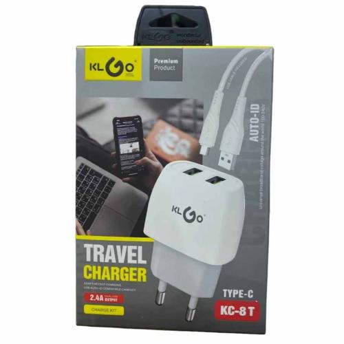 СЗУ 2USB (USB-Type-C) 2,4A KLGO KC-8T-TC
