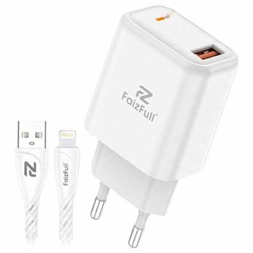 СЗУ 1USB (USB-Lightnin) 20W QC3.0 5V-3A/9V-2A/12V-1.5A FaizFULL FC202