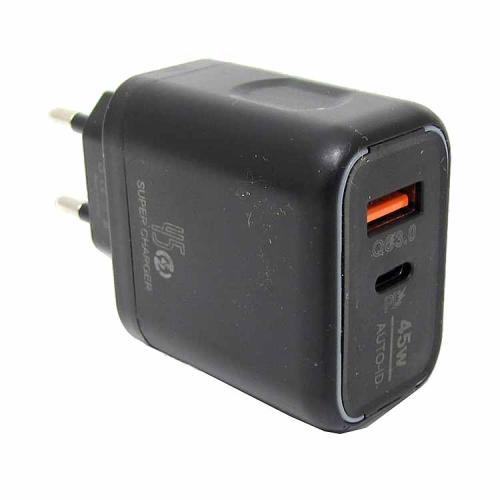 СЗУ 1USB+1PD (б/шн) 5V 3A /9V 2,4A /12V 1,5A 45W AR-PD33 3,0 быстрая зарядка