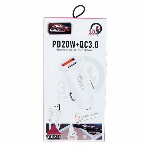 АЗУ 1USB (USB-Lightning 1м) 5V 3А CR-22 QC3.0+PD20W 38W