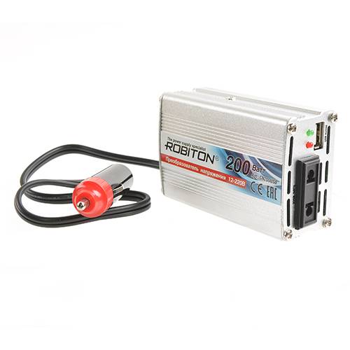 Преобразователь напряжения(инвертор) ROBITON CN200USB 12V-220V 200W