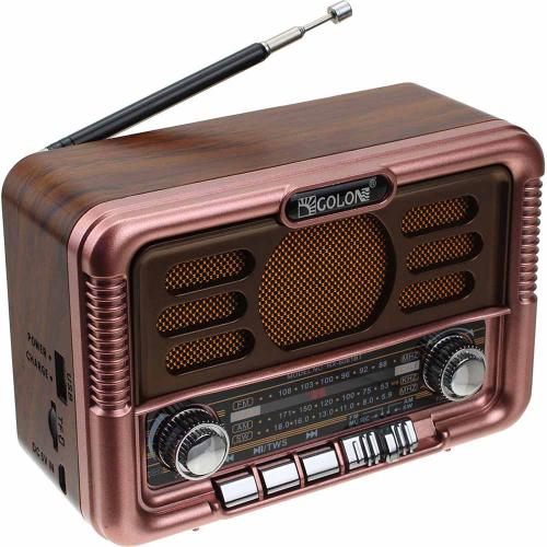 Радиоприемник RX-6061BT-S (FM,AM,SW1-7) TF,акк 18650,micro USB, солн.бат.