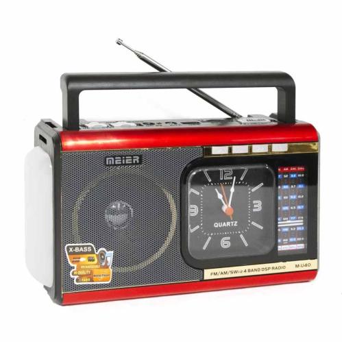 Радиоприемник MEIER 40U/ВТ (FM,AM,SW1/2),сет.SD,USB,фонарь,часы
