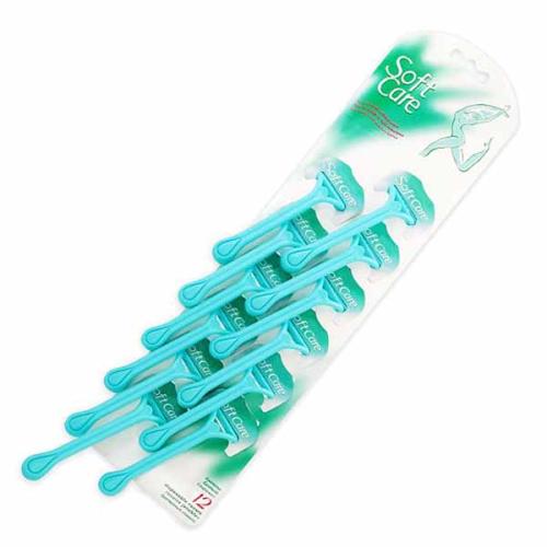 станок бритвенный одноразовый Soft Care, синий, 12шт на блистере