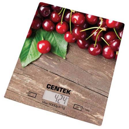 весы кухон. CENTEK CT-2462 Вишня до 5кг/1г стекло, электр, LCD,шелкография